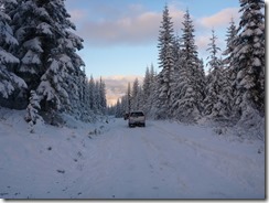 driving on snowy forest service roads