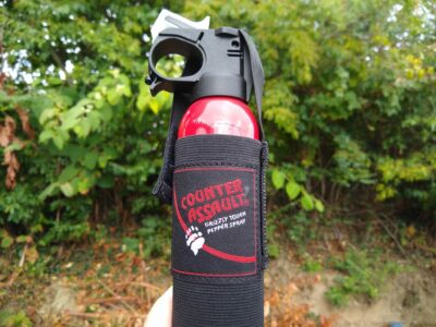 A can of bear spray, sometimes an important thing to pack for a hike