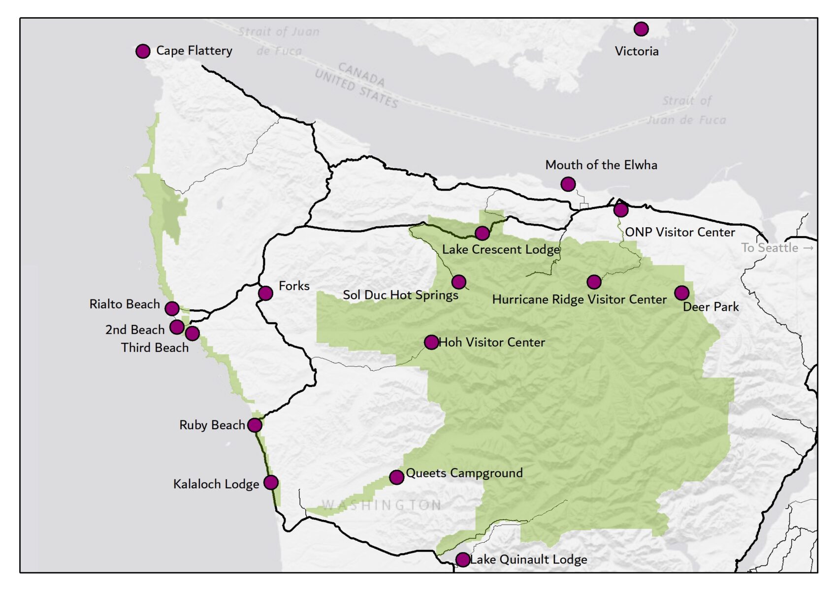 Olympic Mountain Range Map